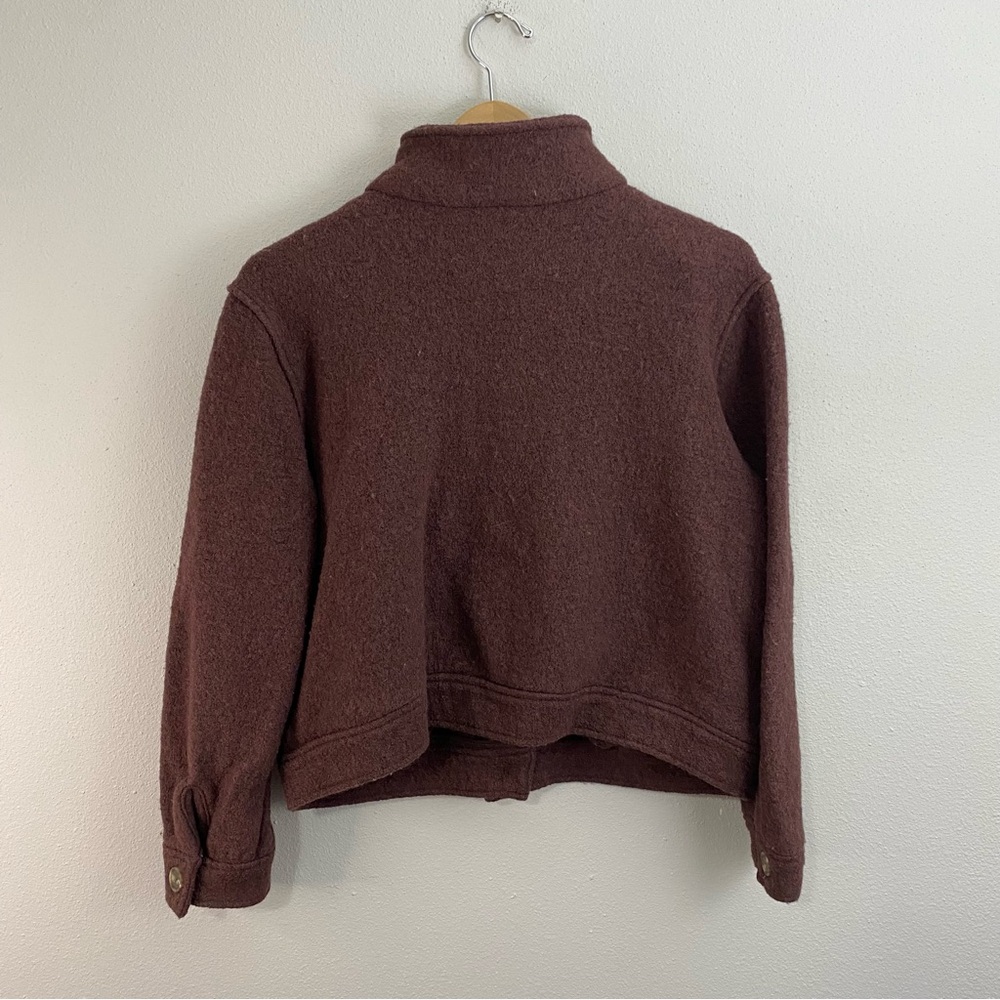 Joie Boiled Wool Blend Cropper Unlined Muted Cranberry Button Down XL - Picture 4 of 6